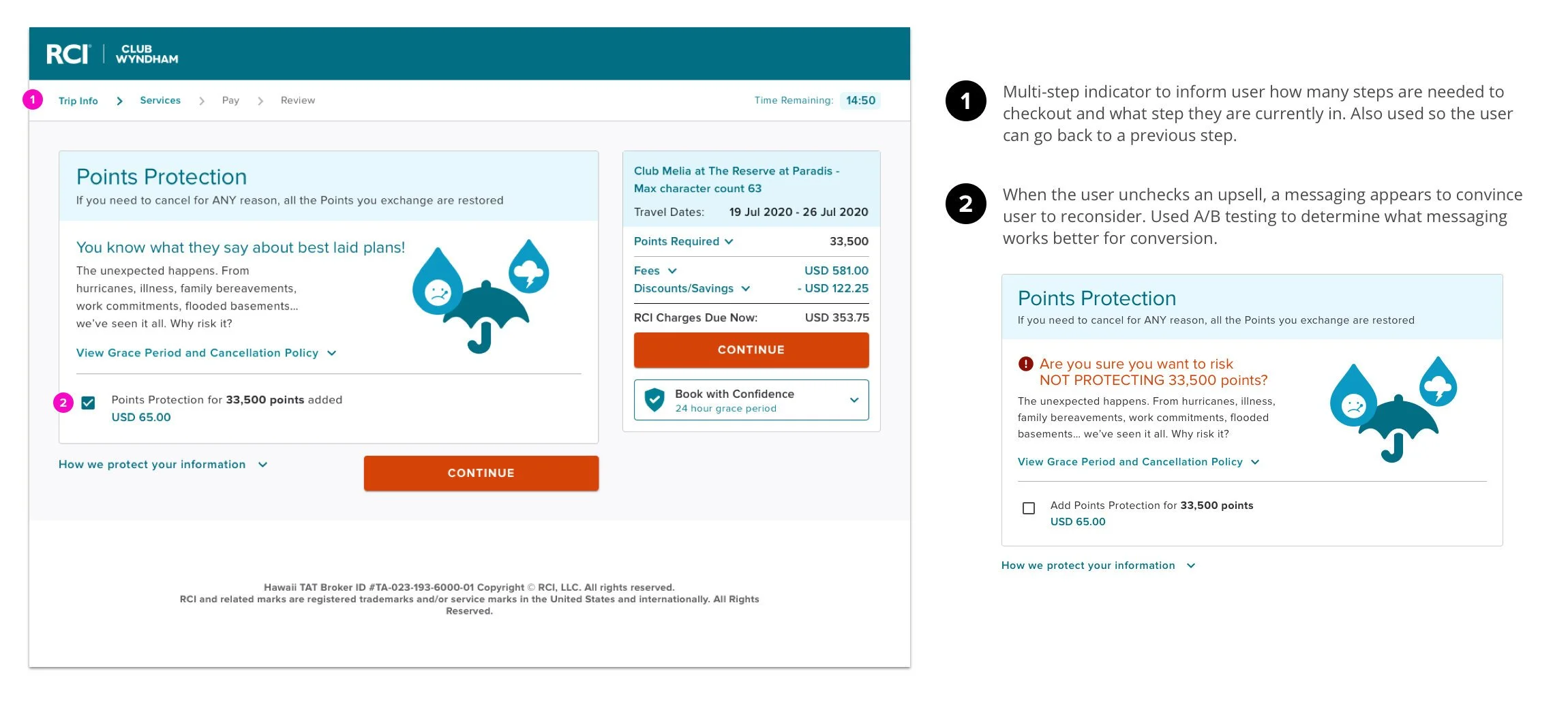 Redesigned checkout - Services screen